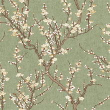 Green Cherry Blossom Large Print Tree Wallpaper