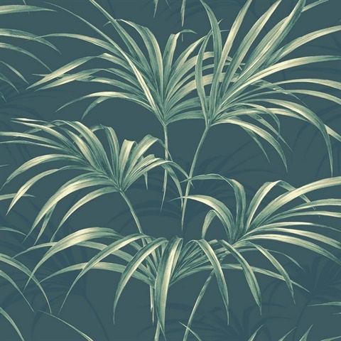 Green Commercial Open Palm Leaf Wallpaper