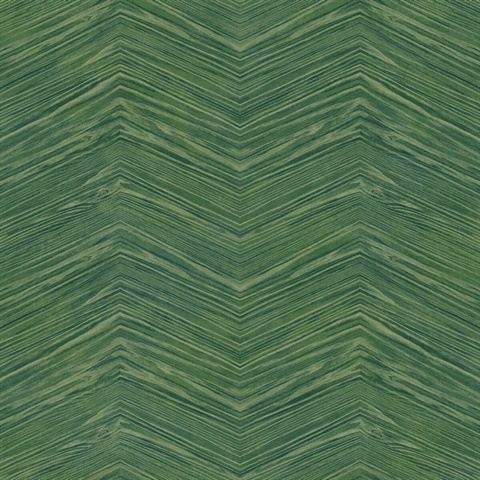 Green Commercial Wood Chevron Wallpaper