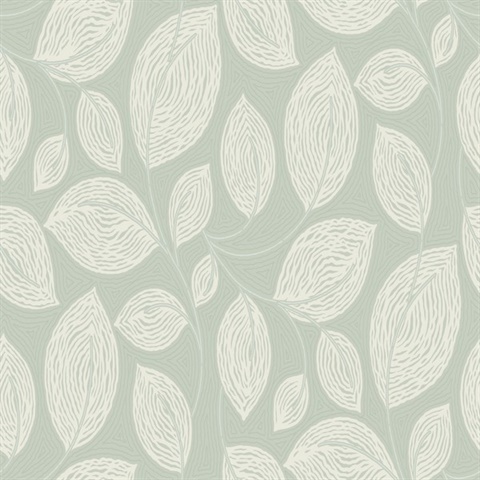 Green Contoured Textured Sketch Leaves Wallpaper