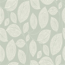 Green Contoured Textured Sketch Leaves Wallpaper