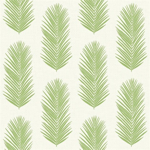 Green & Cream Commercial Leaf Paperweave Wallpaper