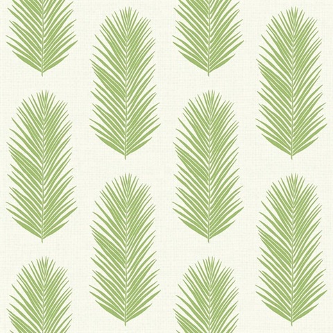 Green & Cream Commercial Leaf Paperweave Wallpaper