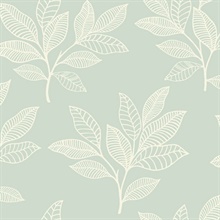 Green & Cream Commercial Paradise Leaves Wallpaper