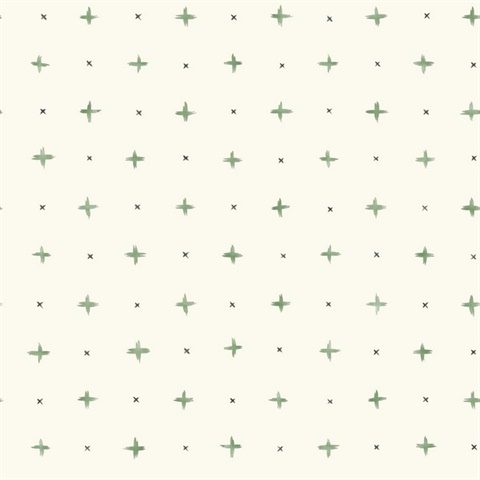 Green Cross Stitch Peel and Stick Wallpaper