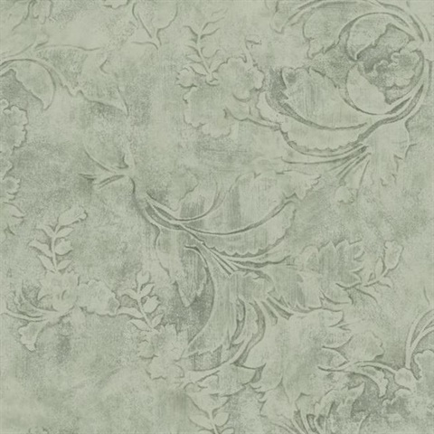 Green Entablature Scroll Wallpaper