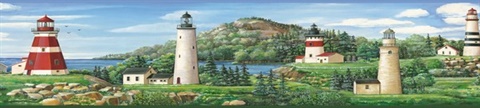 Green Gilead Green Lake Lighthouse Portrait Border