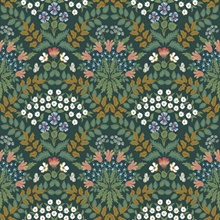 Green & Gold Bramble Abtract Floral Leaf Wallpaper