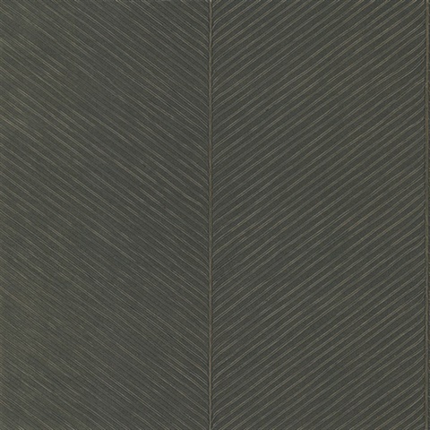 Green &amp; Gold Palm Chevron Leaf Textured Wallpaper