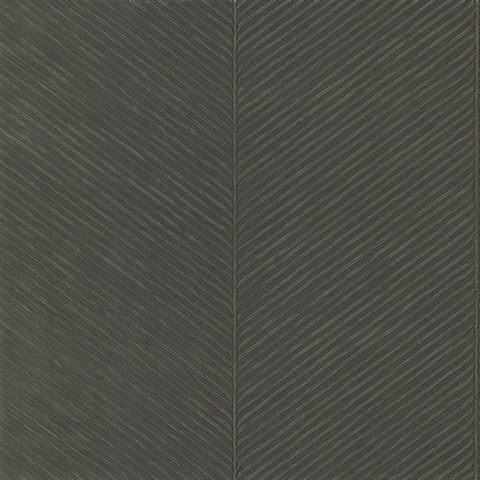 Green &amp; Gold Palm Chevron Leaf Textured Wallpaper