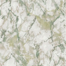 Green & Grey Faux Marble Wallpaper