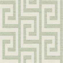 Green Ivy Luna Retreat Greek Key Linen Texture Wallpaper