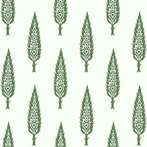Green Juniper Modern Tree Prepasted Wallpaper