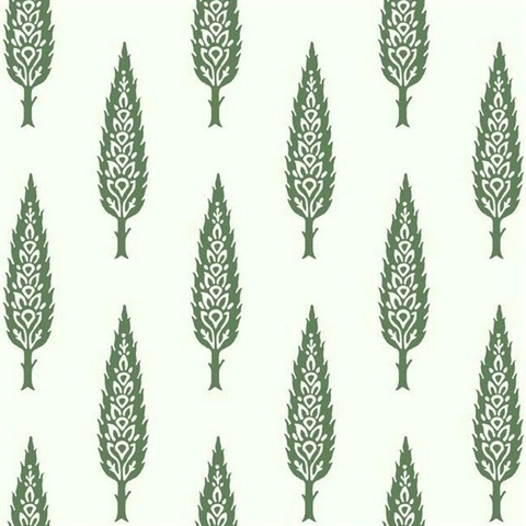 Green Juniper Modern Tree Prepasted Wallpaper