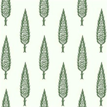 Green Juniper Modern Tree Prepasted Wallpaper