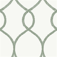 Green Laurel Leaf Ogee Geometric  Wallpaper