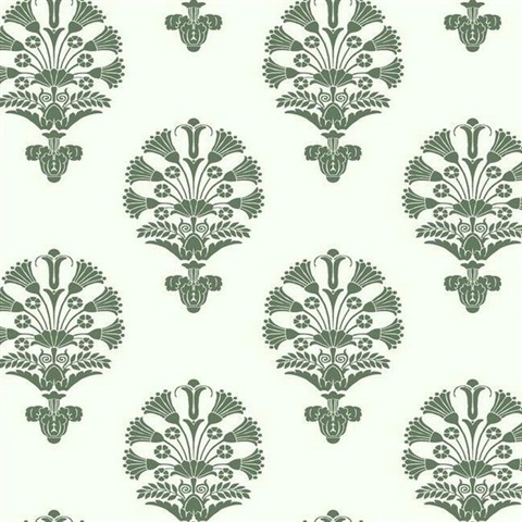 Green Luxor Medallion Traditional Wallpaper