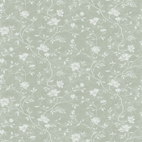 Green Magnolia Floral Vine Wallpaper