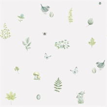 Green Meadow Birds, Flowers, Butterflies & Beeds Spot Wallpaper