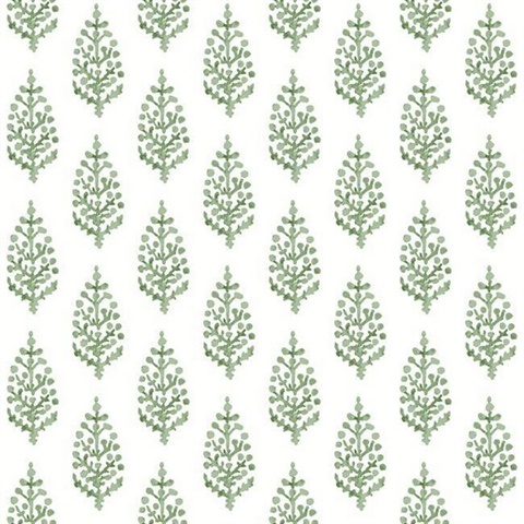 Green Paisley On Calico Wallpaper