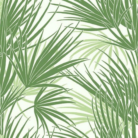 Green Palmetto Leaf Prepasted Wallpaper