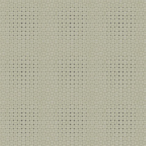 Green Paradise Island Faux Basketweave Wallpaper