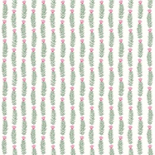 Green & Pink Eden Vertical Leaf Stripe Wallpaper