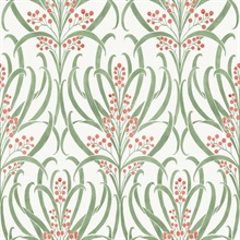 Green & Red Calluna Leaf Wallpaper