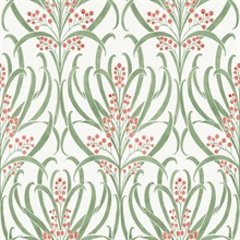 Green & Red Calluna Leaf Wallpaper