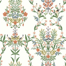 Green & Red Luxembourg Redery Floral Bird Wallpaper