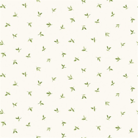 Green Small Leaf Toss Wallpaper