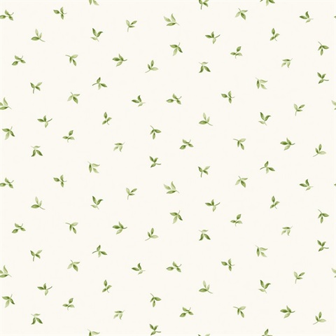 Green Small Leaf Toss Wallpaper