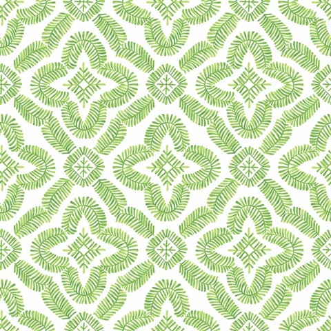 Green Talia Botanical Medallion Wallpaper