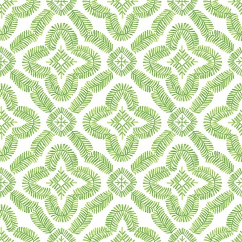 Green Talia Botanical Medallion Wallpaper