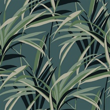 Green & Teal  Tropical Paradise Windy Reeds Wallpaper