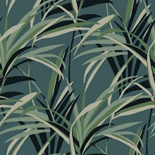 Green &amp; Teal  Tropical Paradise Windy Reeds Wallpaper