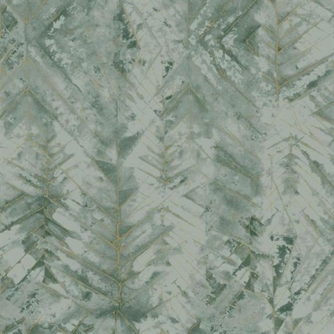 Green Textural Impremere Leaf Wallpaper