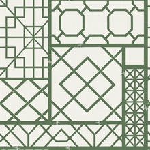 Green & White Geometric Trellis Wallpaper