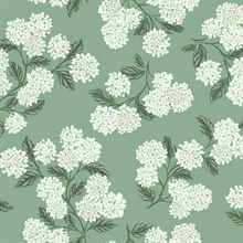 Green &amp; White Hydrangea Floral Rifle Paper Wallpaper