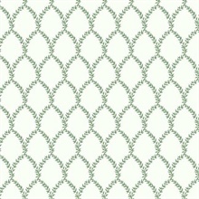 Green & White Laurel Floral Lattice Rifle Paper Wallpaper