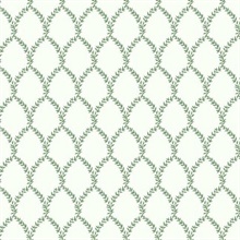 Green & White Laurel Floral Lattice Rifle Paper Wallpaper