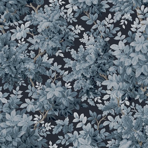Greenwood Dark Blue Deciduous Wallpaper