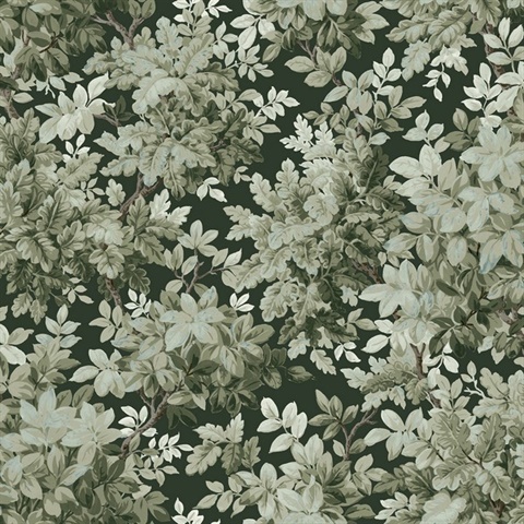 Greenwood Dark Green Deciduous Wallpaper