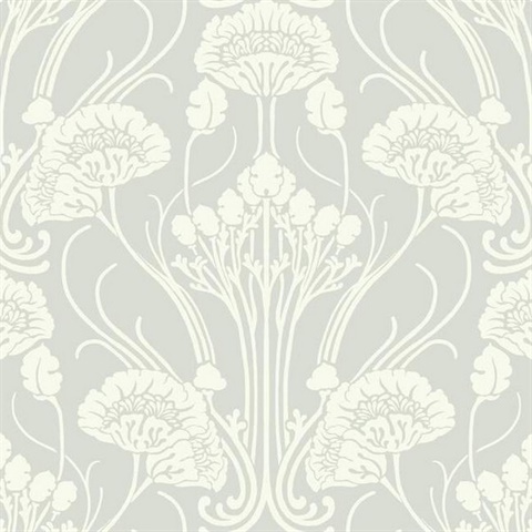 Grey 1920s Textured Nouveau Damask