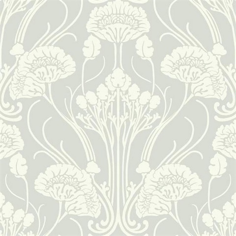 Grey 1920s Textured Nouveau Damask