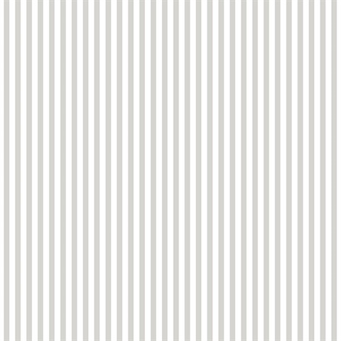 Grey and White Vertical 6mm Stripe Prepasted Wallpaper