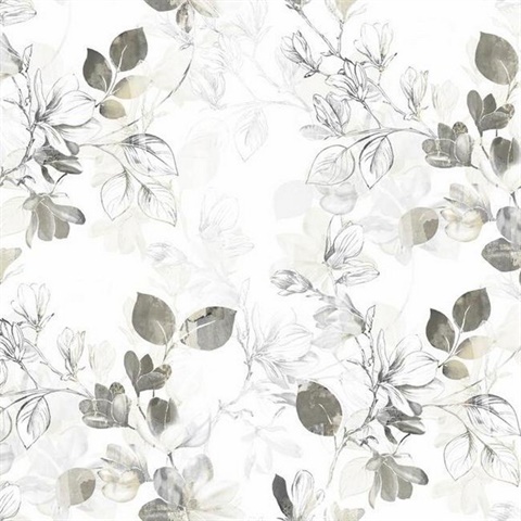Grey Arbor Floral Vine Wallpaper