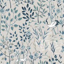 Grey Aspen Deer &amp; Botanical Scandinavian Wallpaper