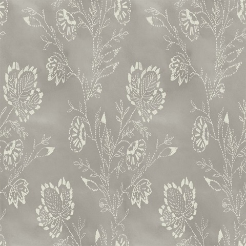 Grey Barbier Watercolor Leaf & Vine Wallpaper