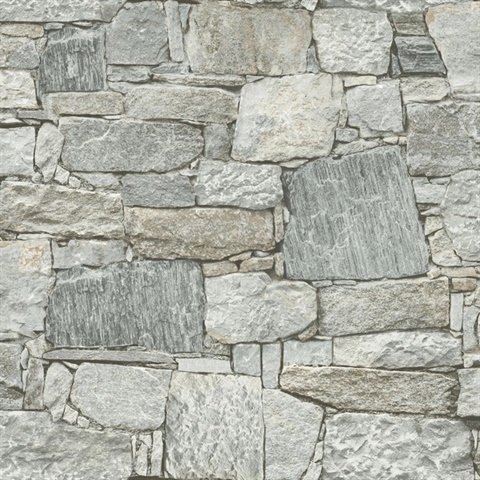 Grey & Beige Chateau Stone Peel and Stick Wallpaper